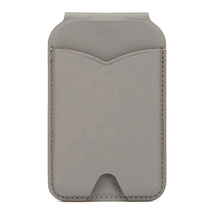 Leather Hinge Mirror Kickstands for Cell Phone Back Magnetic Card Holder Multi-Function Adjustable Angle - Grey