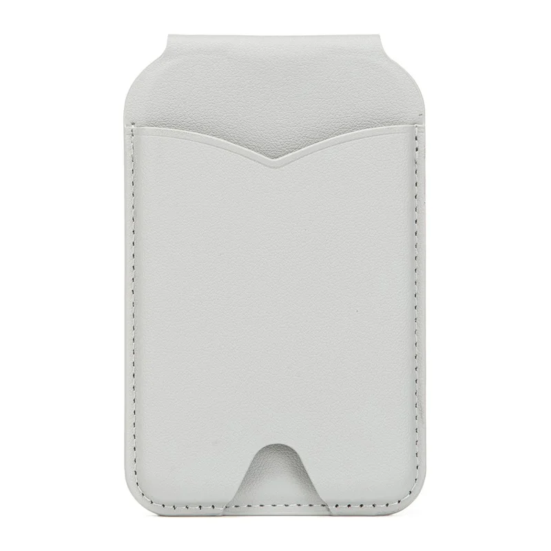 Leather Hinge Mirror Kickstands for Cell Phone Back Magnetic Card Holder Multi-Function Adjustable Angle - Light Grey