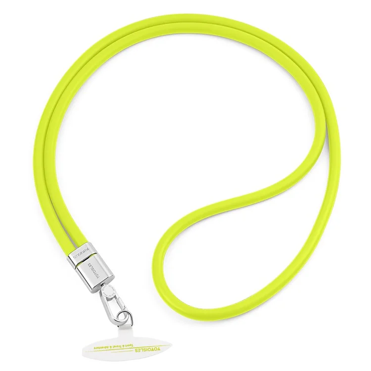 YOYOISLES Vougue Series EVA Crossbody Phone Lanyard Neck Strap Holder with Tether Tab, Total Length: 138cm - Yellow + Silver