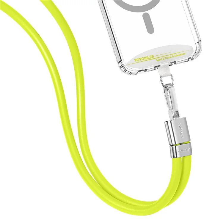 YOYOISLES Vougue Series EVA Crossbody Phone Lanyard Neck Strap Holder with Tether Tab, Total Length: 138cm - Yellow + Silver