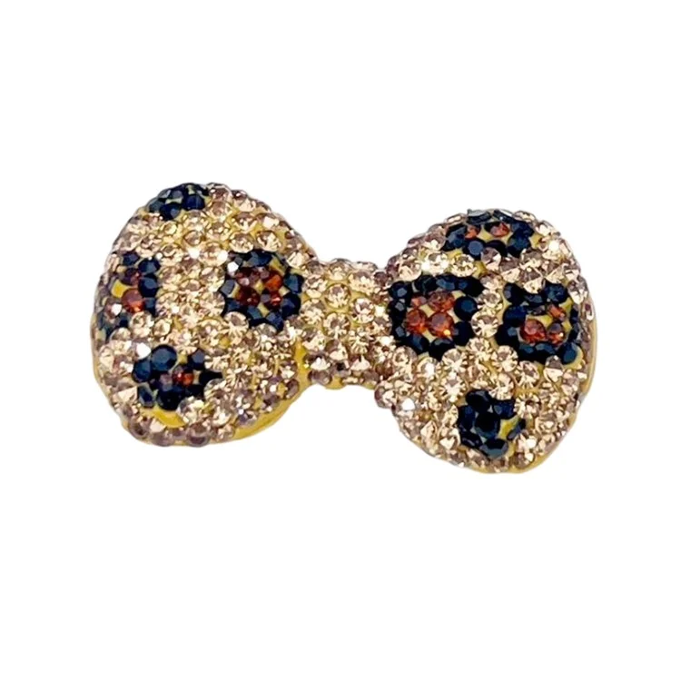 40 x 22mm DIY Phone Case Charms Rhinestones Leopard Print Bow Clay Phone Shell Decorations Accessory - Brown