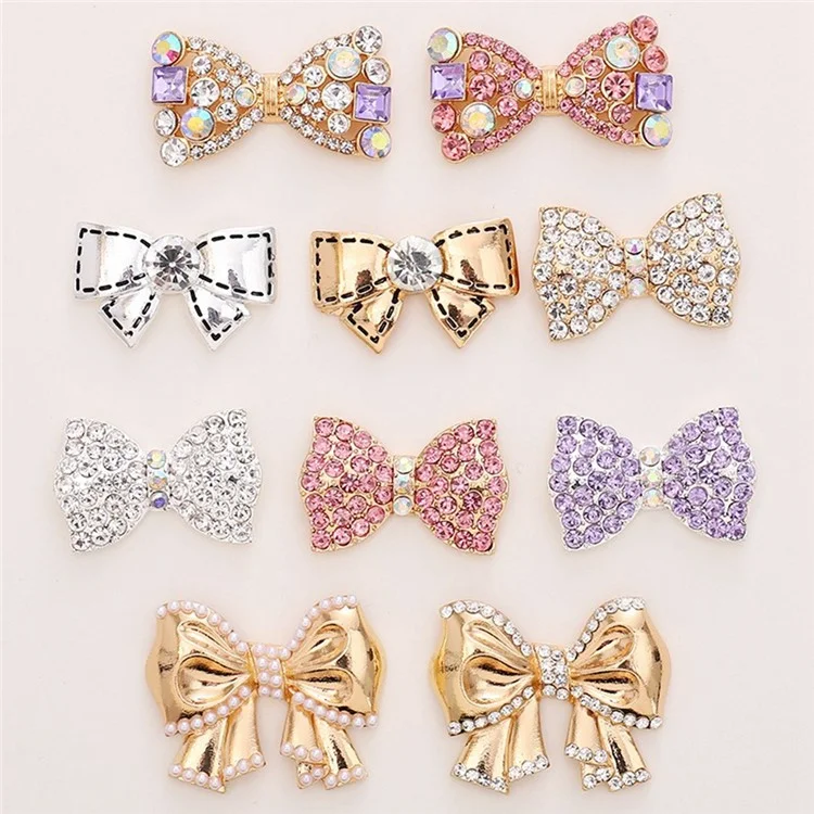 DIY Phone Case Charms Bow Decorations 3D Blinged Charms Accessory - Rhinestone / White
