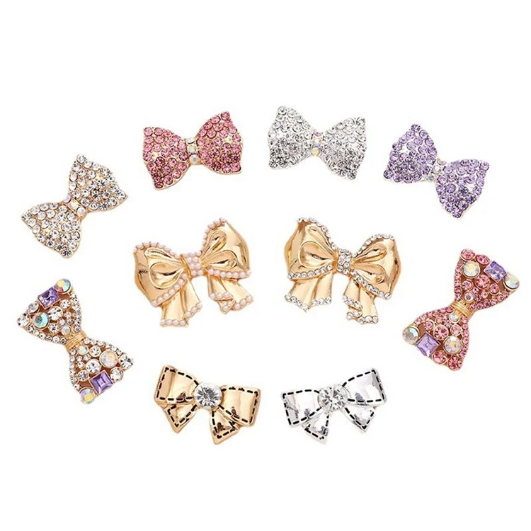 DIY Phone Case Charms Bow Decorations 3D Blinged Charms Accessory - Rhinestone / White