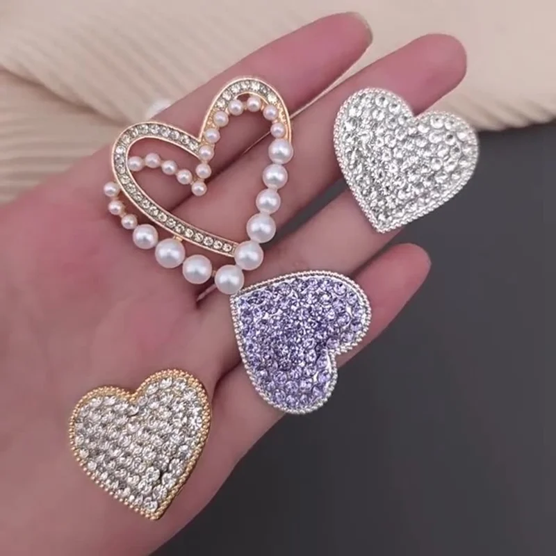 Chic Heart Shaped DIY Phone Case Charms Blinged Decorations Phone Shell Accessories - Rhinestone / Pink