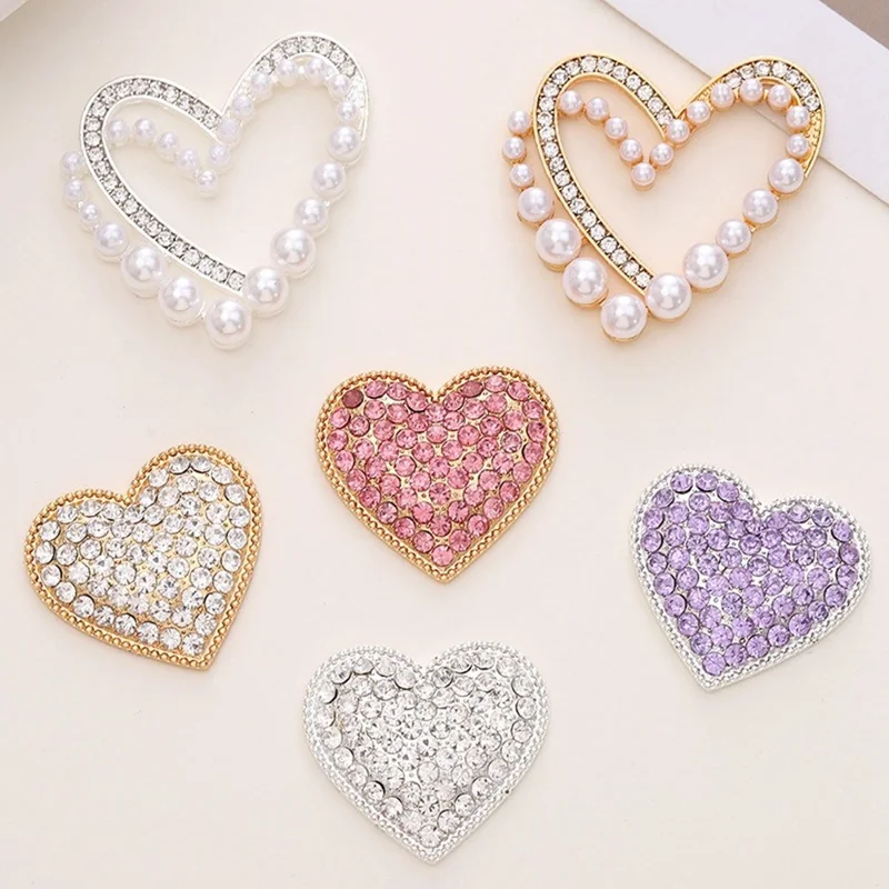Chic Heart Shaped DIY Phone Case Charms Blinged Decorations Phone Shell Accessories - Rhinestone / Pink