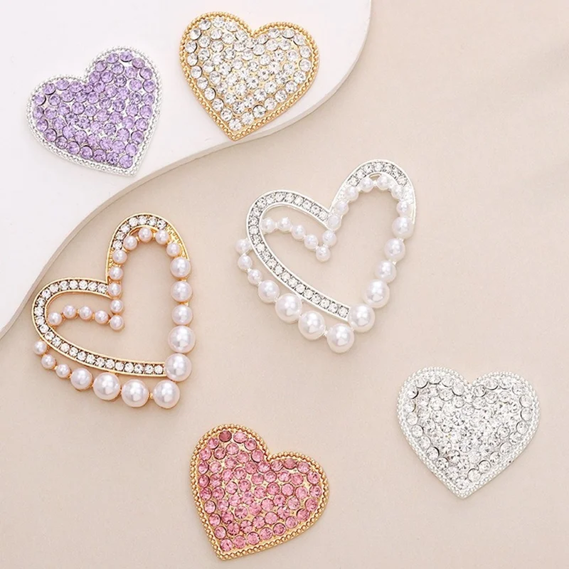 Chic Heart Shaped DIY Phone Case Charms Blinged Decorations Phone Shell Accessories - Rhinestone / Pink
