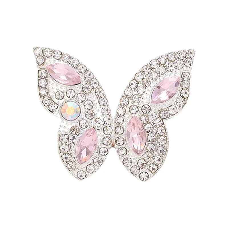 DIY Phone Case Charms Alloy Rhinestones Pearl Butterfly Decor Accessories - Silver / Pink