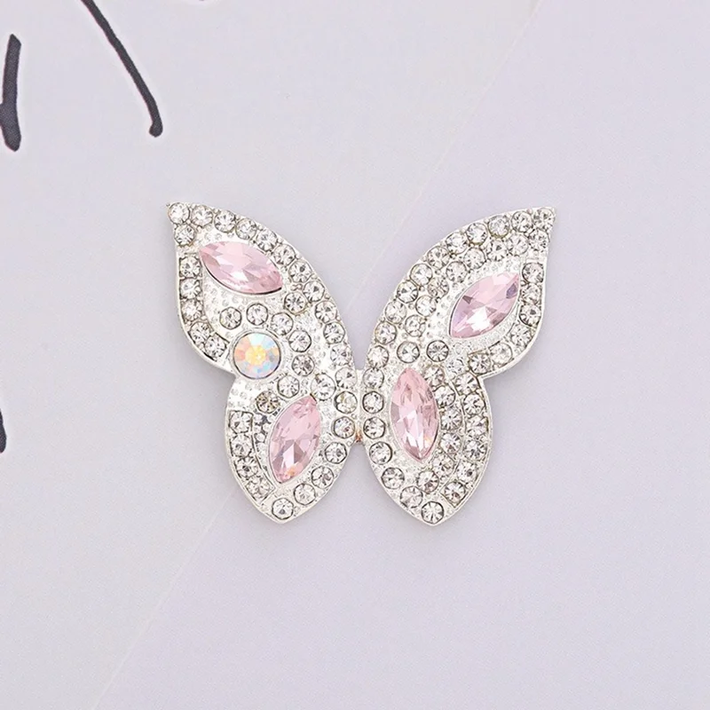 DIY Phone Case Charms Alloy Rhinestones Pearl Butterfly Decor Accessories - Silver / Pink