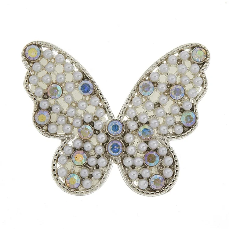 DIY Phone Case Accessory Alloy Butterfly Charm with Beads Rhinestone Decoration Handmade Crafts