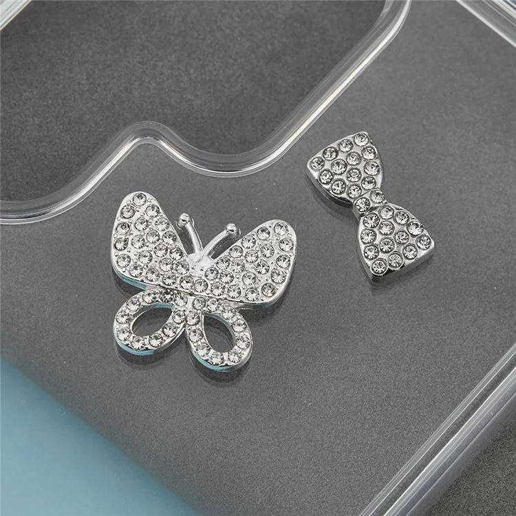 DIY Phone Case Accessories Rhinestone Decor Butterfly + Bowknot Charms Alloy Handmade Crafts