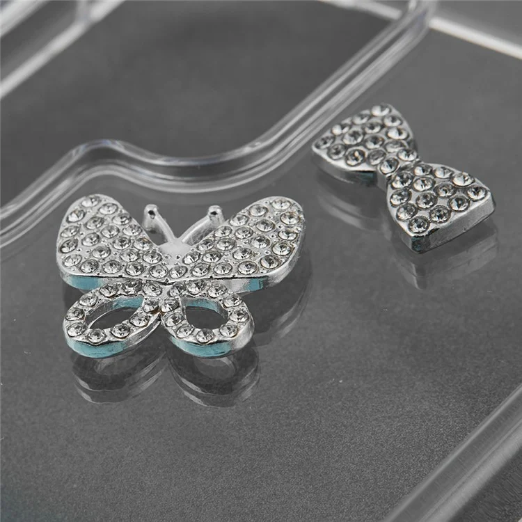DIY Phone Case Accessories Rhinestone Decor Butterfly + Bowknot Charms Alloy Handmade Crafts