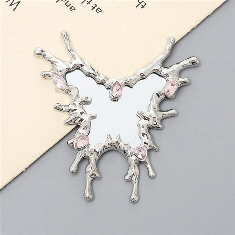 DIY Phone Case Charms Silver Plated Rhinestone Decor Butterfly Mirror Design Phone Shell Accessories