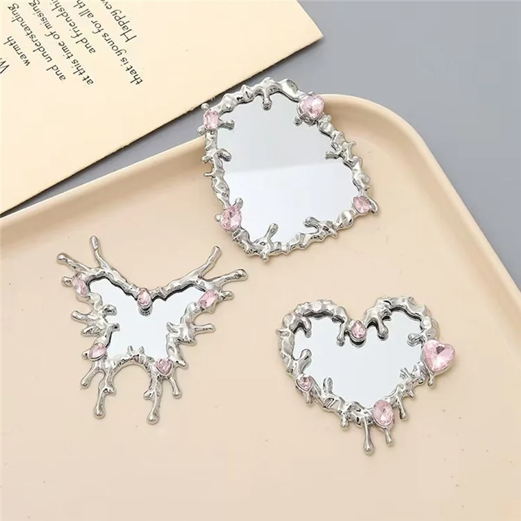 Square Mirror Design DIY Phone Case Charms Silver Plated Rhinestone Decor Phone Shell Accessories