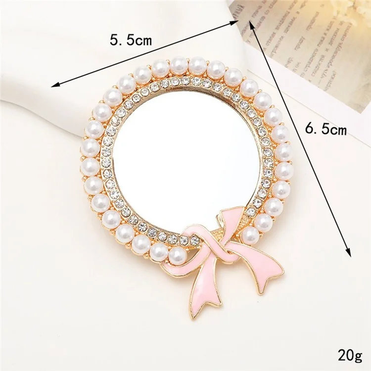 DIY Phone Case Charms Rhinestone Beads Ribbon Decor Round Mirror Design Phone Shell Accessories - Gold