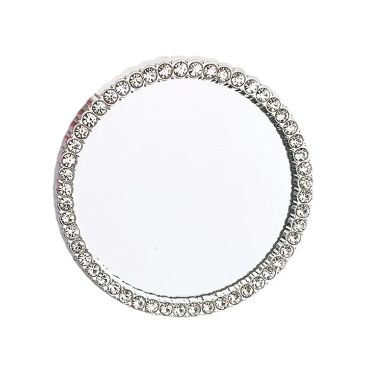 DIY Phone Case Charms Rhinestone Decor Round Mirror Design Phone Shell Accessories - Silver