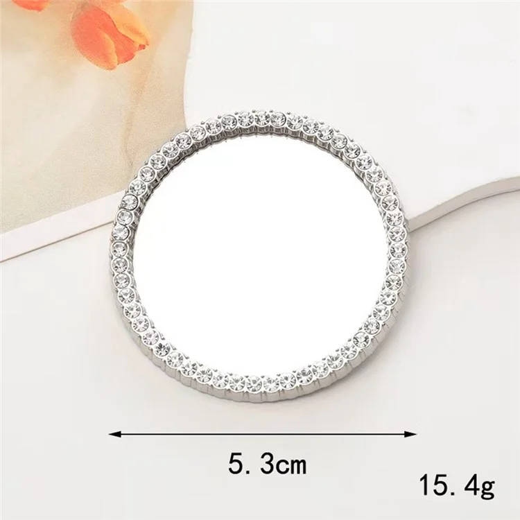 DIY Phone Case Charms Rhinestone Decor Round Mirror Design Phone Shell Accessories - Silver