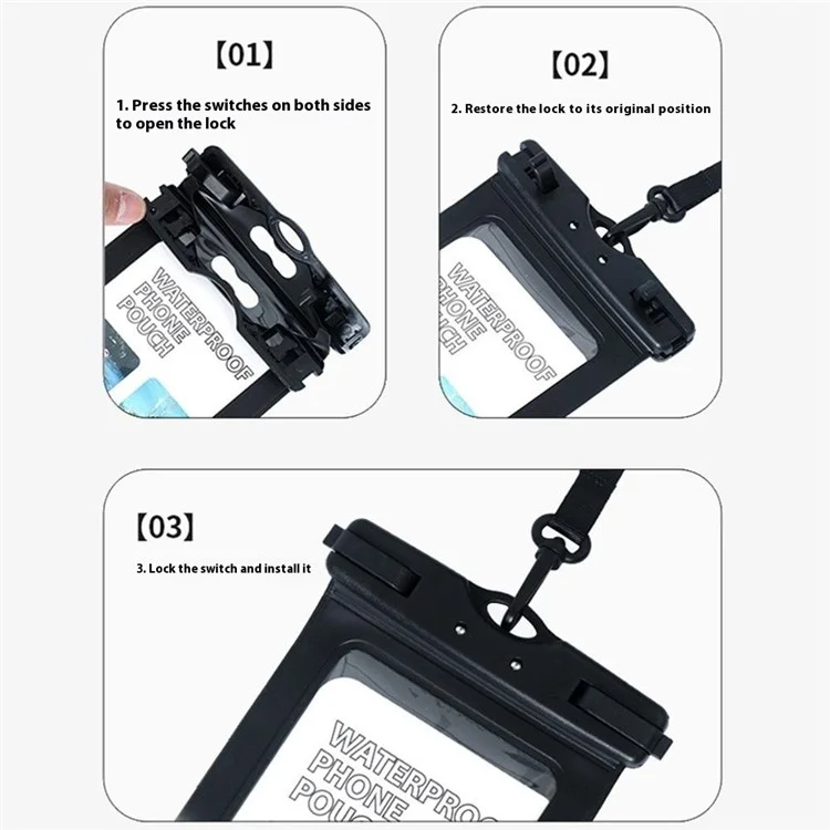 HF-17 Waterproof Phone Pouch IPX8 Certified Touchscreen Cellphone Dry Bag for Swimming / Diving - White