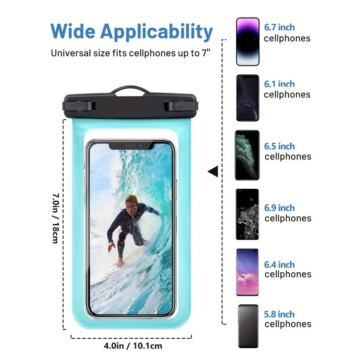HF-17 Waterproof Phone Pouch IPX8 Certified Touchscreen Cellphone Dry Bag for Swimming / Diving - White