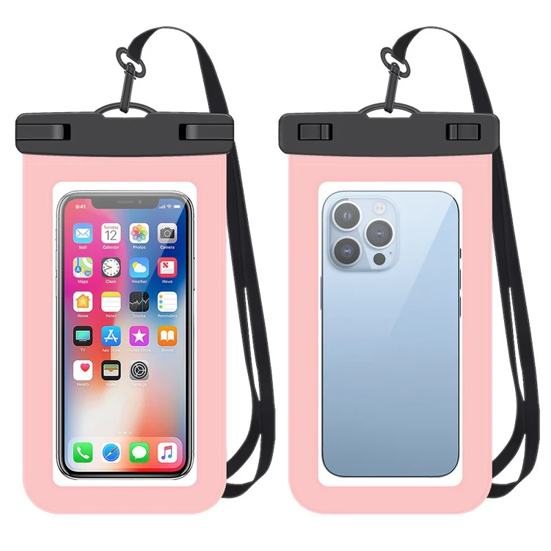 HF-17 Waterproof Phone Pouch IPX8 Certified Touchscreen Cellphone Dry Bag for Swimming / Diving - Pink