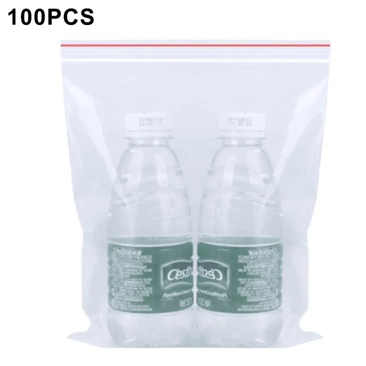100 Bolsas (Unidades) de 45x55 cm Gruesas de PE Reutilizables, Transparentes para Conservación y Congelación de Alimentos, 0,16 mm de Grosor