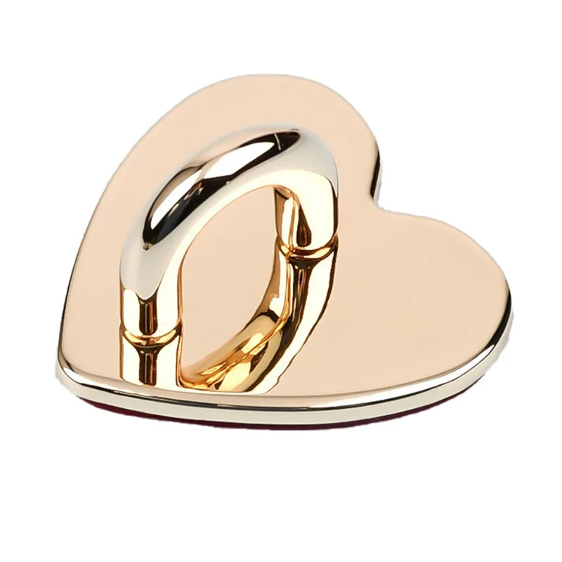Metal Phone Charm Hook Electroplate Ring Gripper Self Adhesive for Phone Case DIY Accessories - Gold Heart