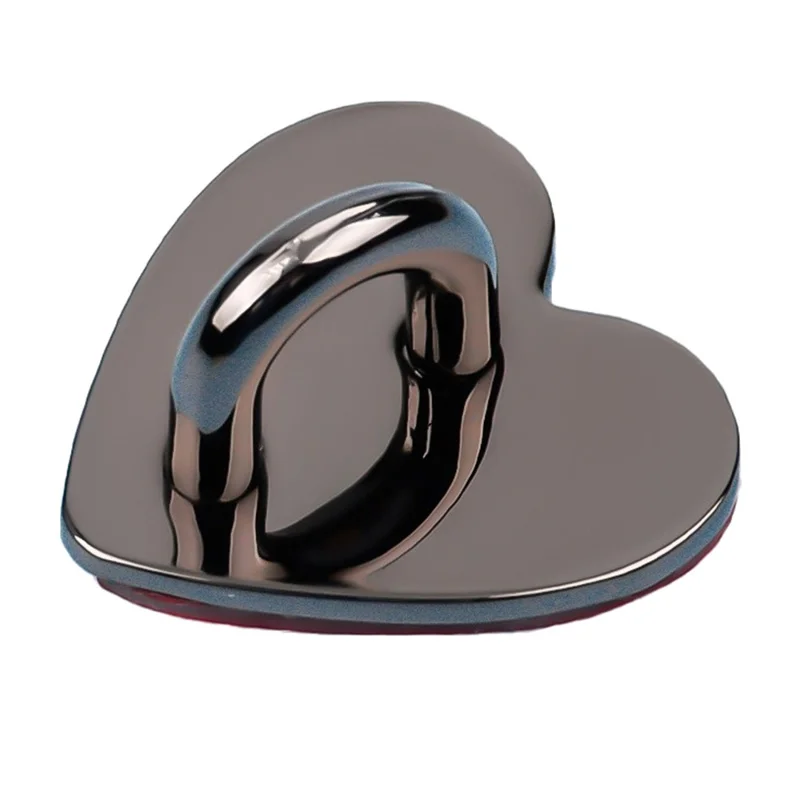 Metal Phone Charm Hook Electroplate Ring Gripper Self Adhesive for Phone Case DIY Accessories - Black Heart