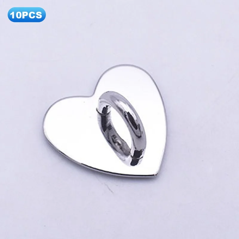 10Pcs / Pack Metal Phone Charm Hook Electroplate Ring Gripper for Phone Case DIY Accessories - Silver Heart