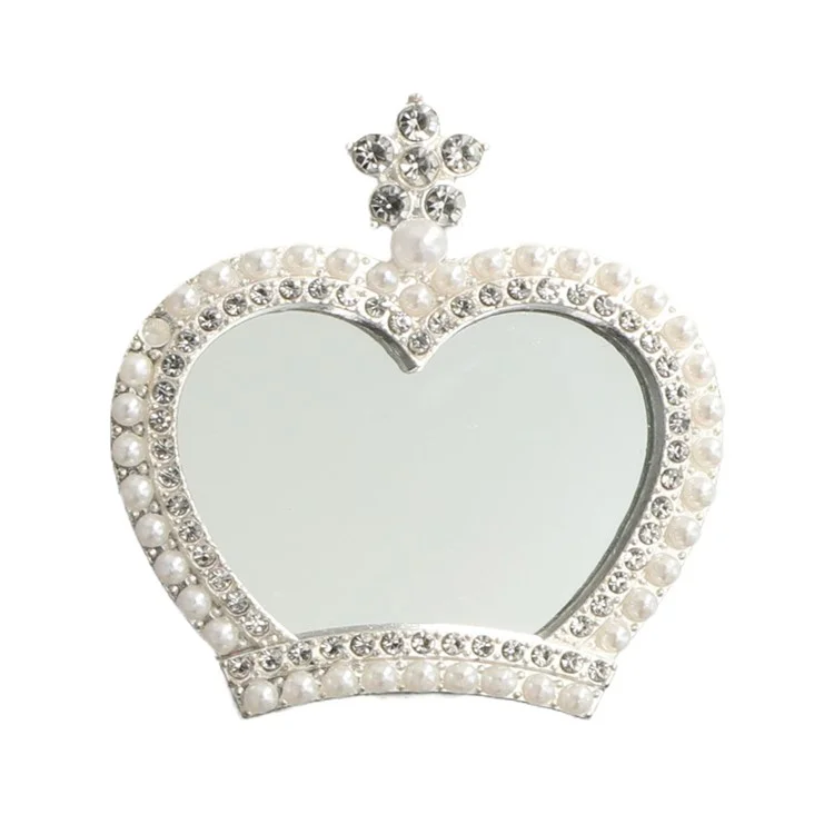 Acessório para Capa de Celular DIY - Pingente de Coroa, Coração e Laço com Strass e Espelho de Vidro