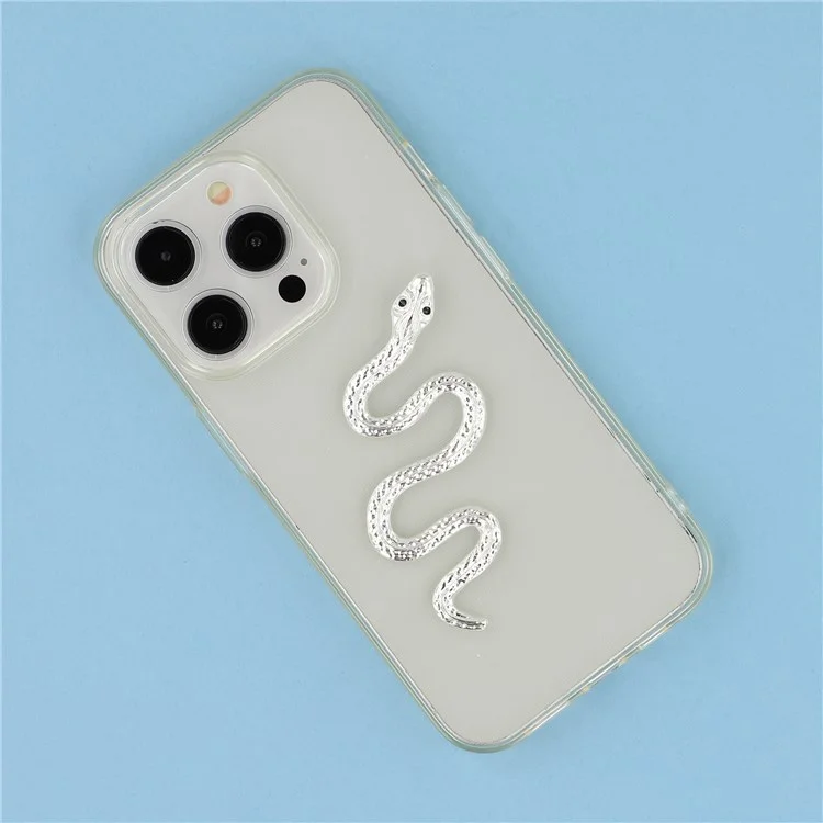 Pingente de Cobra de Metal para Decoração de Capinha de Celular - Prata