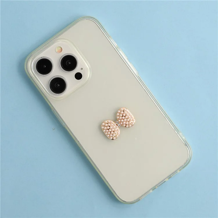 Acessório para Celular DIY Pequeno Enfeite de Borboleta com Laço de Liga e Strass - Dourado