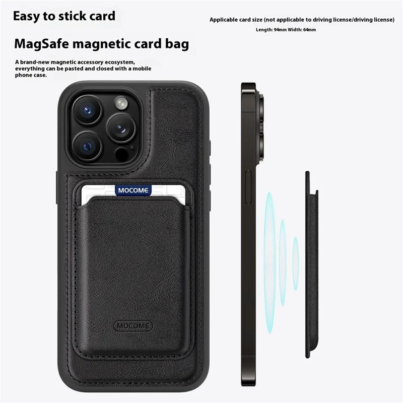 M3 MagSafe Compatible Card Holder Strong Magnetic Cell Phone Attachment Card Bag - Black
