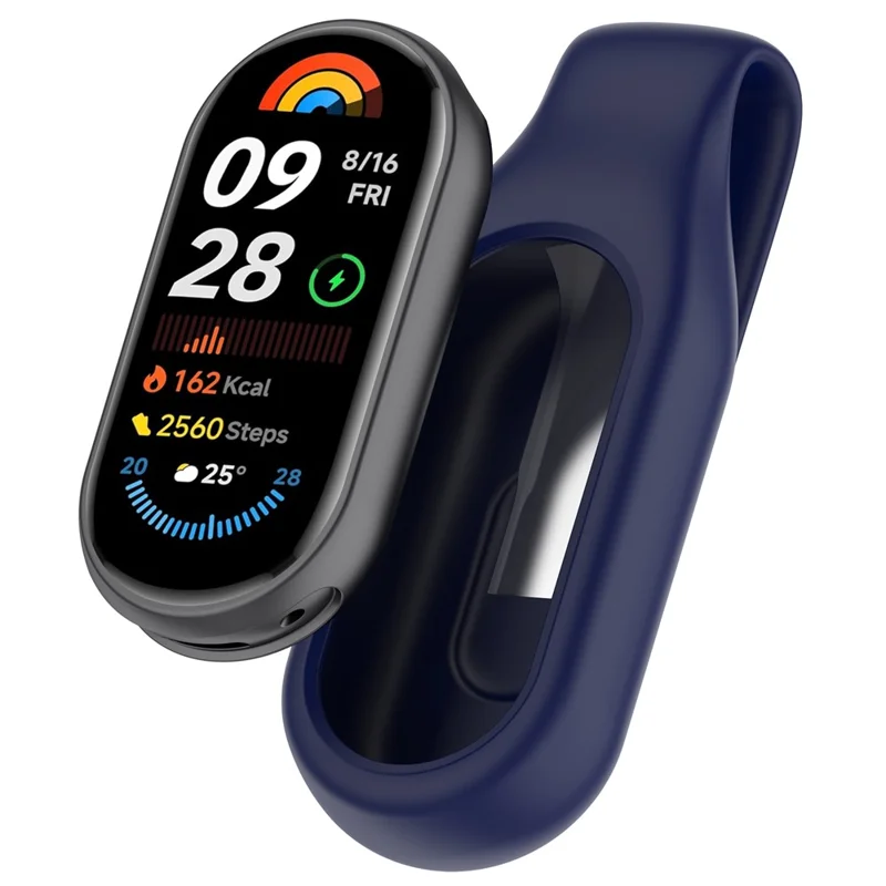 For Xiaomi Smart Band 10  /  9  /  8 Clip-on Holder Silicone Wristband Replacement - Midnight Blue