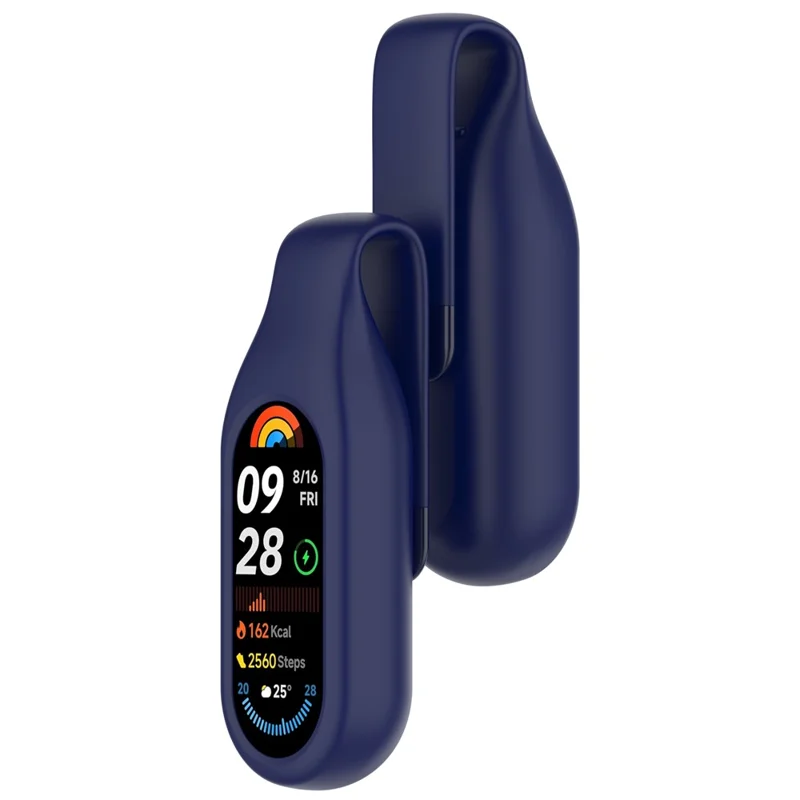 For Xiaomi Smart Band 10  /  9  /  8 Clip-on Holder Silicone Wristband Replacement - Midnight Blue