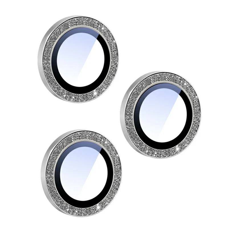 For iPhone 16 Pro / 16 Pro Max Camera Lens Protector Glitter Decor Metal Frame Lens Film with Installation Tool