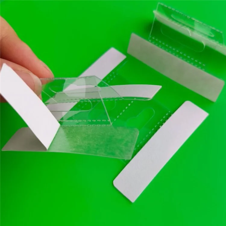1000 Peças / Pacote Etiquetas Autoadesivas de Gancho PET Transparentes 55x50mm