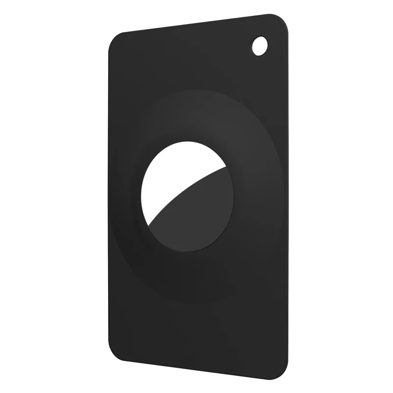 For AirTag Silicone Case Smart Tracker Protector Ultra-Thin Card Style with Hanging Hook - Black