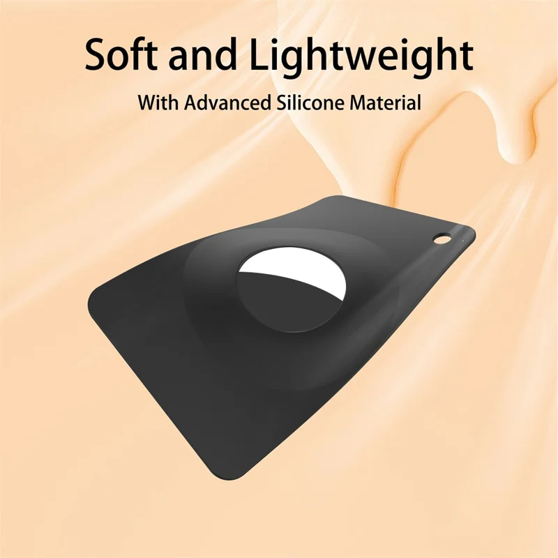 For AirTag Silicone Case Smart Tracker Protector Ultra-Thin Card Style with Hanging Hook - Black