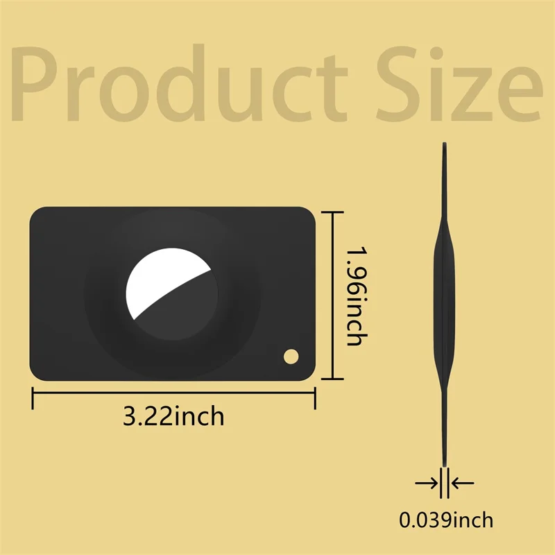 For AirTag Silicone Case Smart Tracker Protector Ultra-Thin Card Style with Hanging Hook - Black