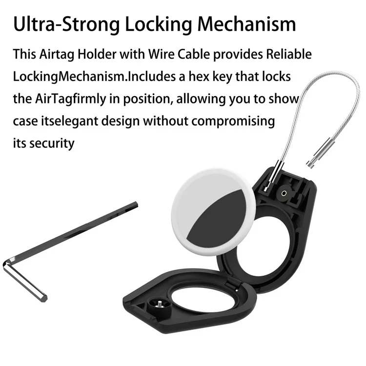 AT-43 2Pcs For AirTag Case Semi-Enclosed Smart Locator Protective Cover with Steel Wire - Black+White