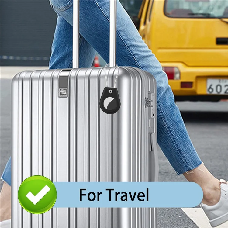 AT-43 2Pcs For AirTag Case Semi-Enclosed Smart Locator Protective Cover with Steel Wire - Black+White