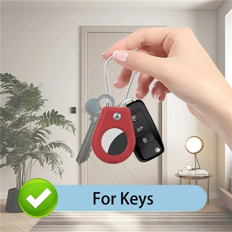 AT-43 2Pcs For AirTag Case Semi-Enclosed Smart Locator Protective Cover with Steel Wire - Black+White