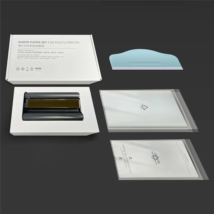 Foto-Drucker Verbrauchsmaterial-Set mit 36 Blatt Fotopapier / Mattfolie / Rakel / Grundplatte