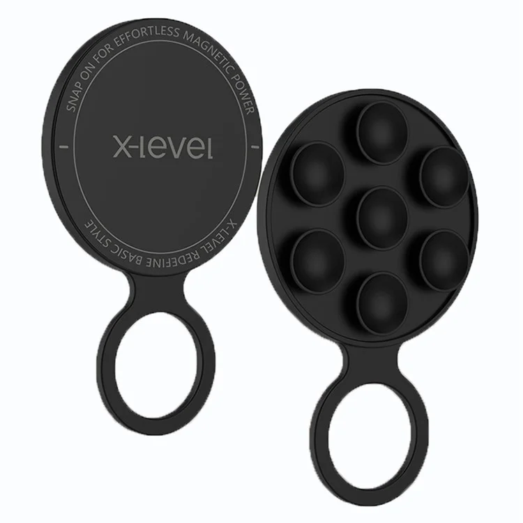 X-LEVEL Silicone Suction Cup Magnetic Phone Mount Holder Strong Magnet Hands-Free - Black