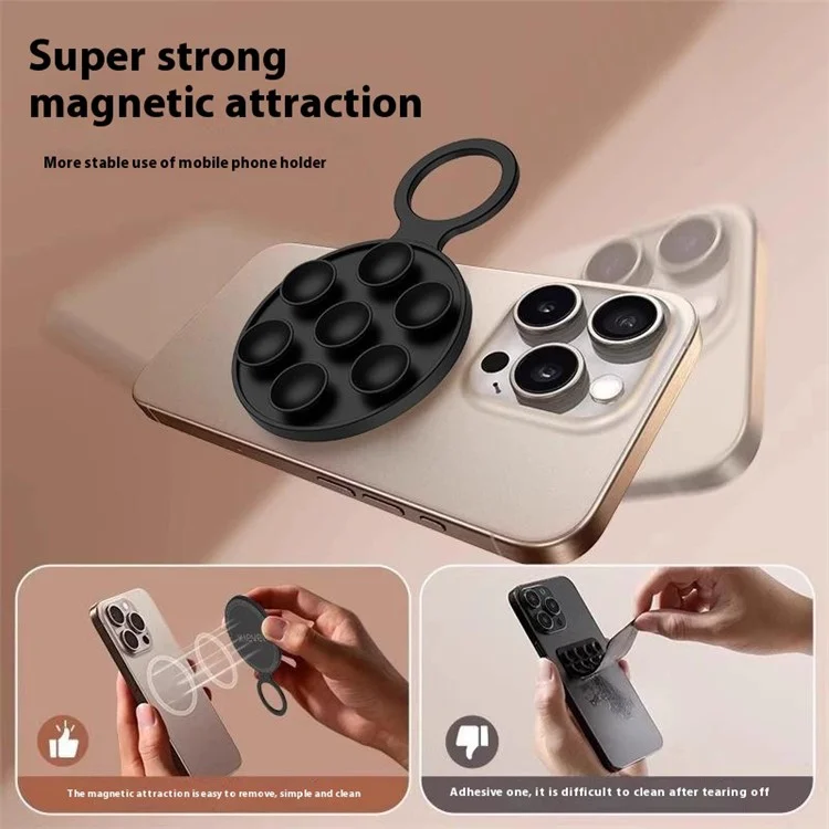 X-LEVEL Silicone Suction Cup Magnetic Phone Mount Holder Strong Magnet Hands-Free - Black