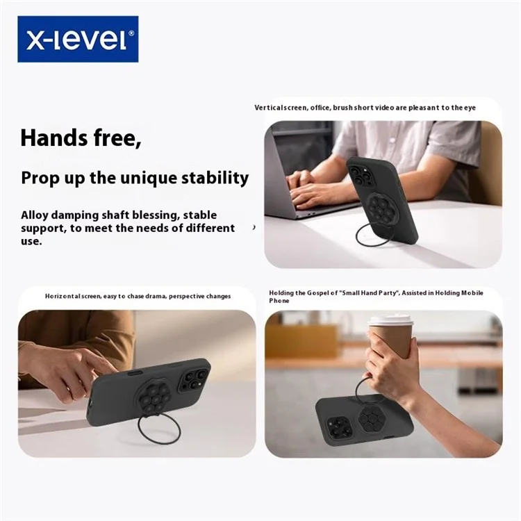 X-LEVEL Supporto Magnetico per Telefono Ruotabile con Ventosa per Dispositivi Multipli - Uso Desktop/Auto - Nero