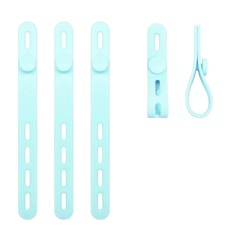 شراء بالجملة 130 مم منظم كابلات سيليكون قابل للتعديل، حامل أسلاك سماعات أذن - أزرق فاتح