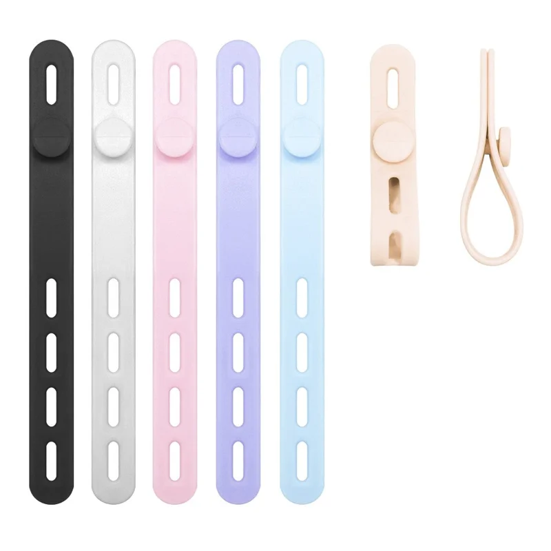 شراء بالجملة 130 مم منظم كابلات سيليكون قابل للتعديل، حامل أسلاك سماعات أذن - أزرق فاتح