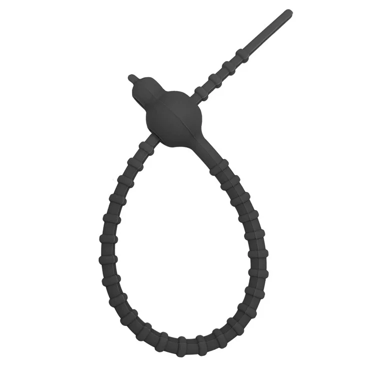 Compra a granel Bridas de cable de silicona de calabaza de doble orificio de 20 cm, correa colgante, organizador de cables de datos, cuerda multiusos para atar - Negro