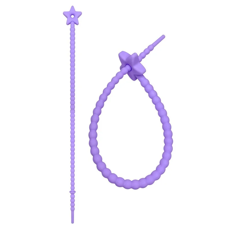 Bulk Purchasing 22cm Star Shape Cable Organizer Silicone Strap Keychain DIY Accessory - Purple