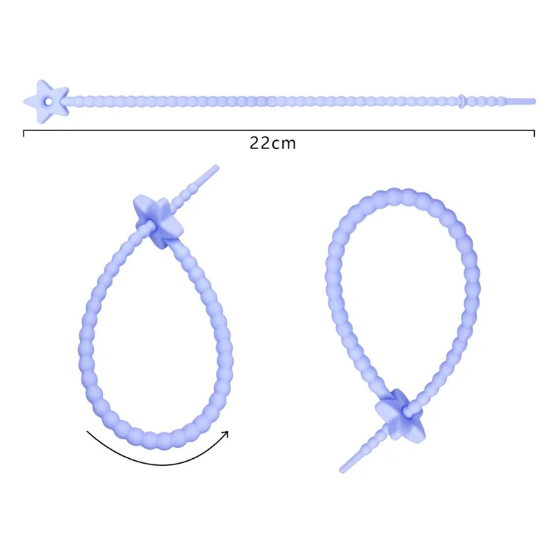 Bulk Purchasing 22cm Star Shape Cable Organizer Silicone Strap Keychain DIY Accessory - Purple
